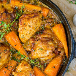 One Pan Roast Chicken with Farm Fresh Carrots & Bacon