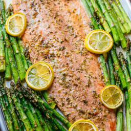 One Pan Salmon and Asparagus with Garlic Herb Butter
