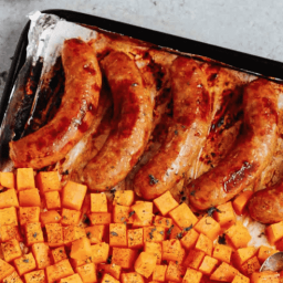 One-Pan Sausage with Sweet Potato and Asparagus