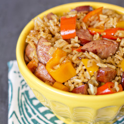 One Pan Smoked Sausage & Rice with Sweet Peppers