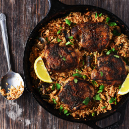One Pan Spanish Rice and Spiced Chicken