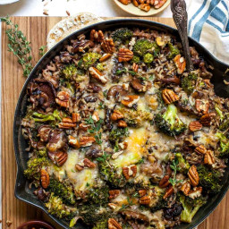 One Pan Wild Rice and Cheesy Broccoli Casserole