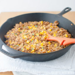 One Pot Beef Taco Rice Skillet with Corn