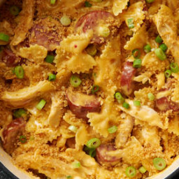One-Pot Cajun Chicken and Sausage Mac and Cheese