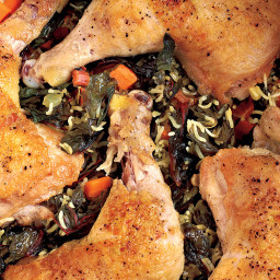 One-Pot Chicken and Rice with Swiss Chard