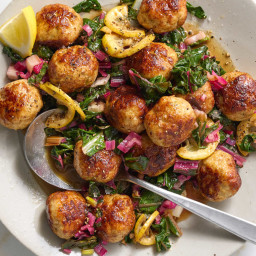 One-Pot Chicken Meatballs With Greens 