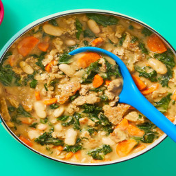 One-Pot Chicken Sausage & Bean Soup with Kale & Carrot