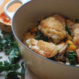 One Pot Chicken with Kale and Butternut Squash