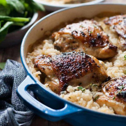 One Pot Creamy Parmesan Garlic Risotto with Lemon Pepper Chicken