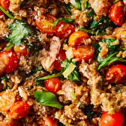 One-Pot Farro With Chicken Sausage & Tomatoes