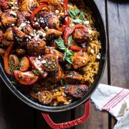 One-Pot Greek Oregano Chicken and Orzo with Tomatoes in Garlic Oil
