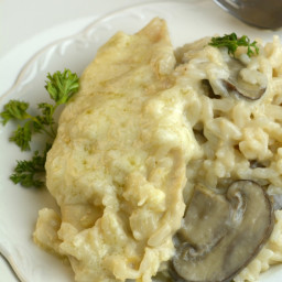 One Pot Instant Pot Asiago chicken with Mushroom Risotto