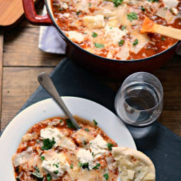 One Pot Mushroom and Spinach Lasagna Soup