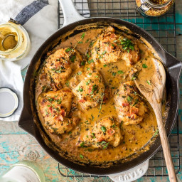 One Pot Mustard Chicken and Bacon Skillet
