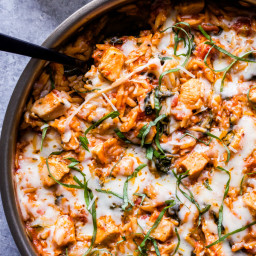 One Pot Parmesan Chicken, Spinach and Orzo