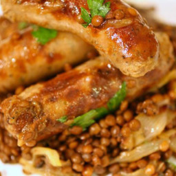 One-Pot Sausages and Lentils with Sweet Roasted Shallots Recipe