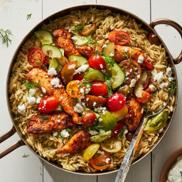 One-Pot Shawarma Chicken and Orzo Skillet