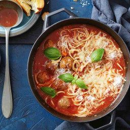 One-pot spaghetti and meatball soup recipe