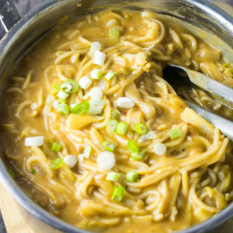 One Pot Spicy Garlic Almond Butter Noodles