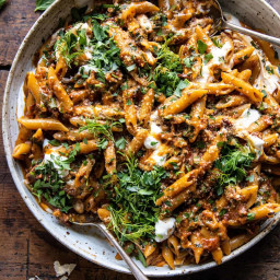 One Pot Sun-Dried Tomato Pasta with Whipped Ricotta.