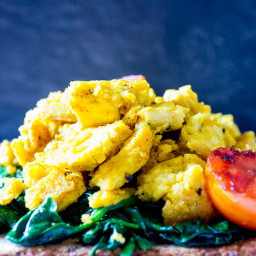 One Pot Tofu Scramble with Spinach and Tomatoes