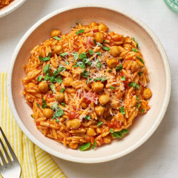 One-Pot Tomato Chickpeas and Orzo