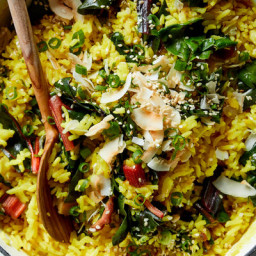 One-Pot Turmeric Coconut Rice With Greens
