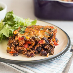 One pot vegetarian chilli and rice bake