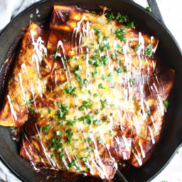 One Skillet Beef and Cheese Enchiladas