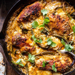 One Skillet Cheesy Green Chile Chicken