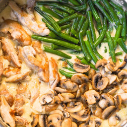 One Skillet Chicken with Green Beans and Mushrooms