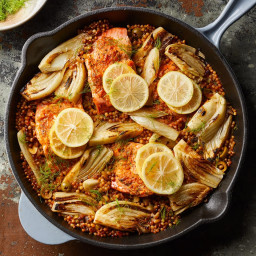 One-Skillet Salmon with Fennel and Sun-Dried Tomato Couscous