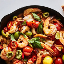 One-Skillet Shrimp and Cannellini Beans in Tomato-Chile Broth