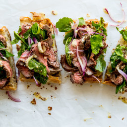 Open-Face Steak Sandwich with Parmesan Dressing