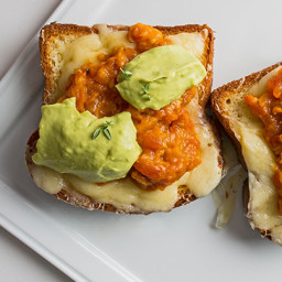 Open-Faced Grilled Cheese with Smoked Avocado and Tomato Compote