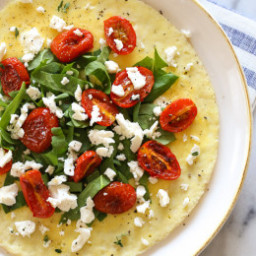Open-Faced Omelet with Feta, Roasted Tomatoes, and Spinach