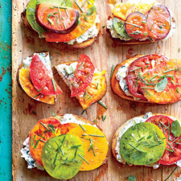 Open-Faced Tomato Sandwiches with Creamy Cucumber Spread