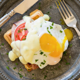 Open-Faced Waffle Sandwiches with Hollandaise Sauce