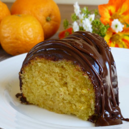 Orange Cake with Crème Fraîche and Bittersweet Chocolate Drizzle