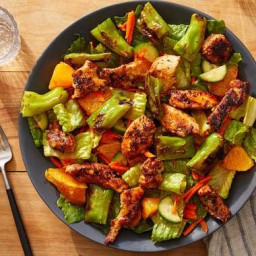 Orange Chicken Salad with Carrots, Cucumber & Shishito Peppers