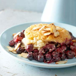 Orange-Laced Blueberry-Rhubarb Cobbler with Almond Biscuits