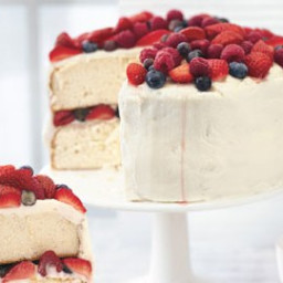 Orange Layer Cake with Buttercream Frosting and Berries