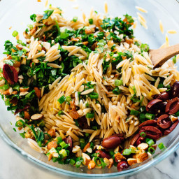 Orange Orzo Salad with Almonds, Feta and Olives