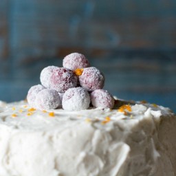 Orange Spice Cake with Cran-Raspberry Filling and Vanilla Bean Frosting