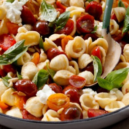 Orecchiette with cherry tomatoes, basil and pine nuts
