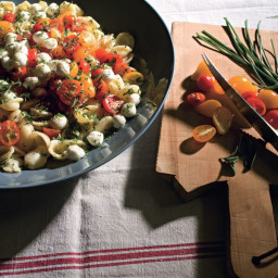 Orecchiette with Fresh Mozzarella, Grape Tomatoes, and Garlic Chives