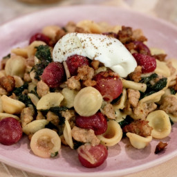 Orecchiette with Sausage, Balsamic Grapes, Kale and Goat Cheese Recipes