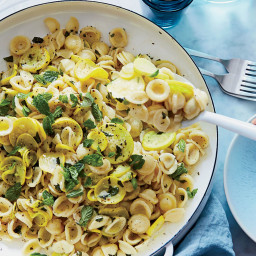 Orecchiette with Summer Squash, Mint and Goat Cheese
