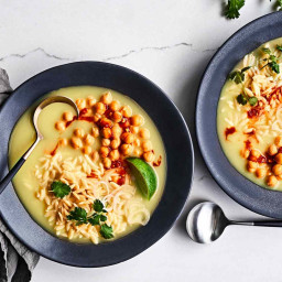 Orzo and Chickpeas with Turmeric-Ginger Broth Recipe