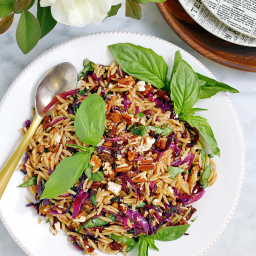 Orzo Pasta Salad with Basil and Charred Red Cabbage